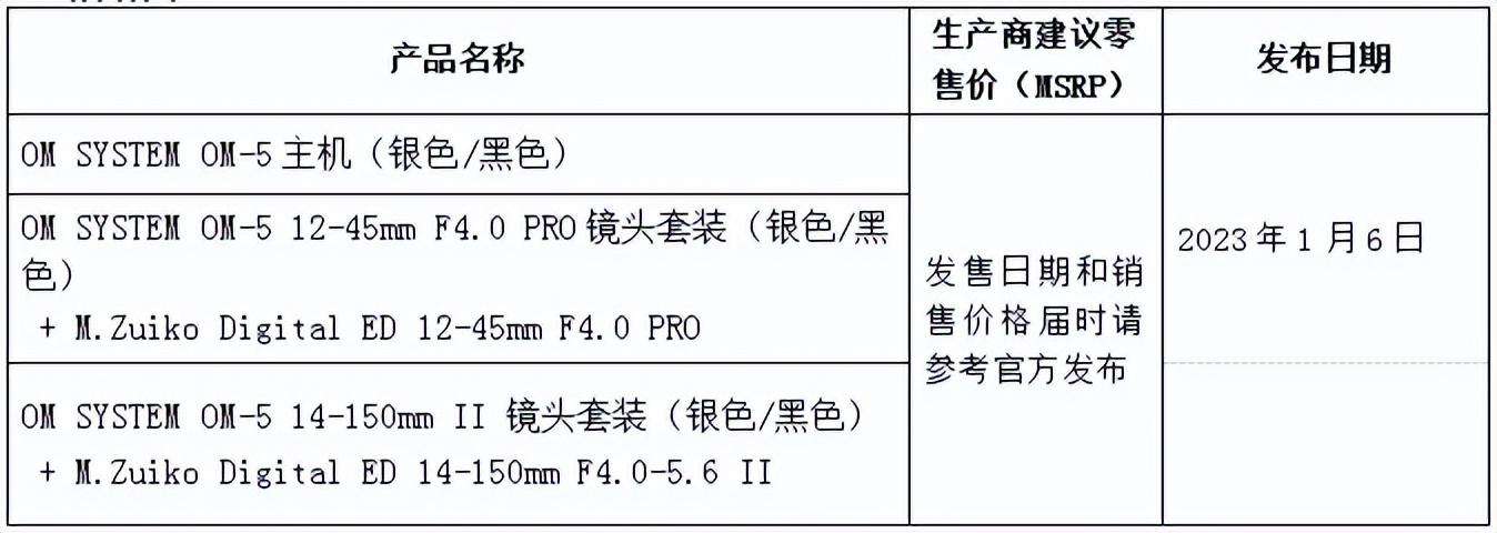 om system om-5可更换镜头照相机